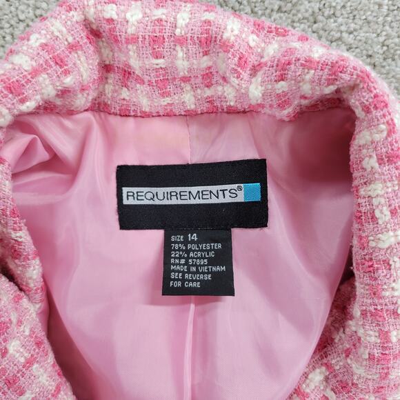 Vintage Requirements Tweed Skirt Suit Womens 12 Pink Check Office Career - Picture 3 of 16